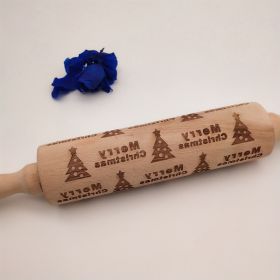 Christmas Reindeer Snowflake Pine Print Wooden Rolling Pin (Option: Pine-Large Size)